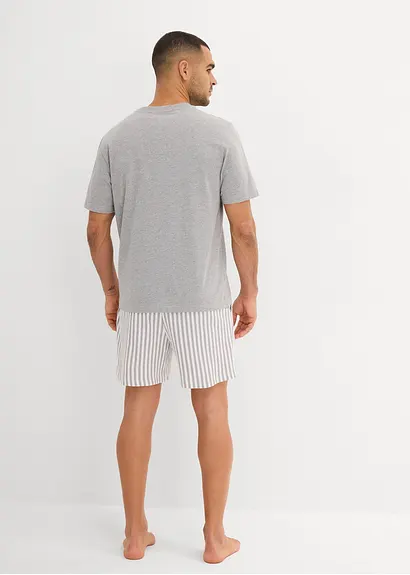 bonprix Gemütlicher Shorty mit Streifen - grau meliert/weiß gestreift Super Rabatt