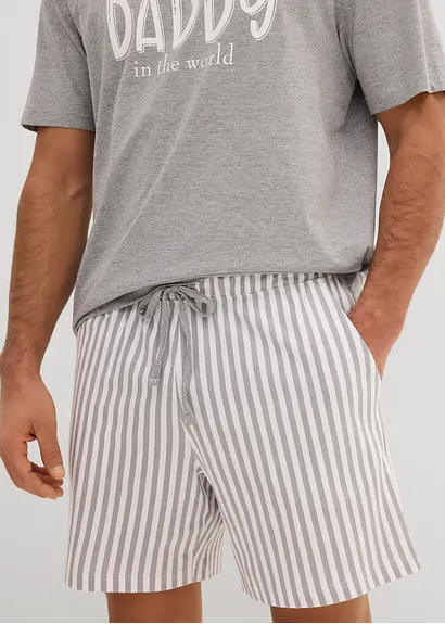 bonprix Gemütlicher Shorty mit Streifen - grau meliert/weiß gestreift Super Rabatt