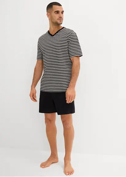 bonprix Gestreifter Shorty mit Hosentaschen - schwarz - Herren Online
