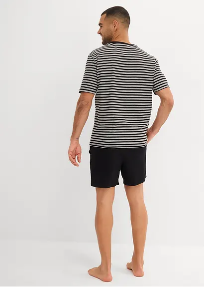 bonprix Gestreifter Shorty mit Hosentaschen - schwarz - Herren Online