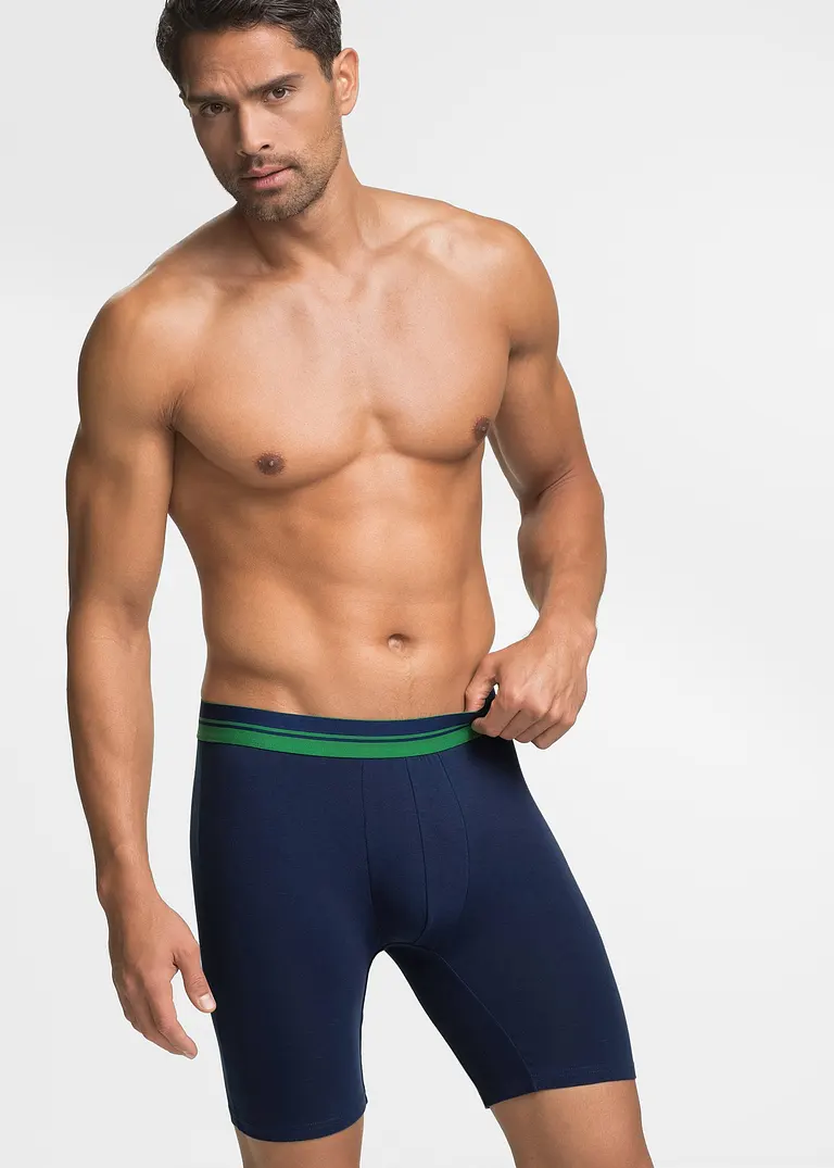 bonprix Bequeme Boxershorts in figurnaher Passform mit langem Bein und einem gestreiftem elastischen Bund Vatertagsangebot