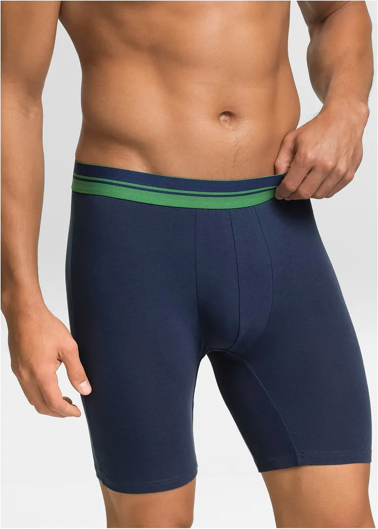 bonprix Bequeme Boxershorts in figurnaher Passform mit langem Bein und einem gestreiftem elastischen Bund Vatertagsangebot