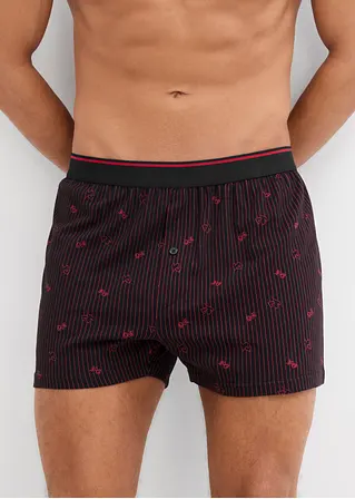 bonprix Lockere Jersey Boxershorts im 3er Pack - schwarz/rot Blitzangebot