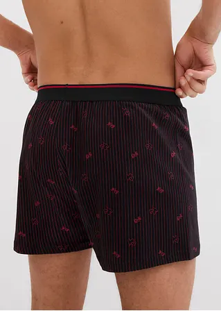 bonprix Lockere Jersey Boxershorts im 3er Pack - schwarz/rot Blitzangebot