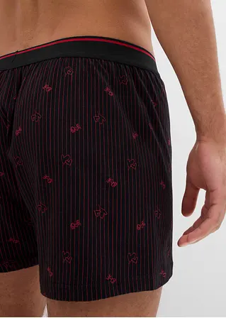 bonprix Lockere Jersey Boxershorts im 3er Pack - schwarz/rot Blitzangebot