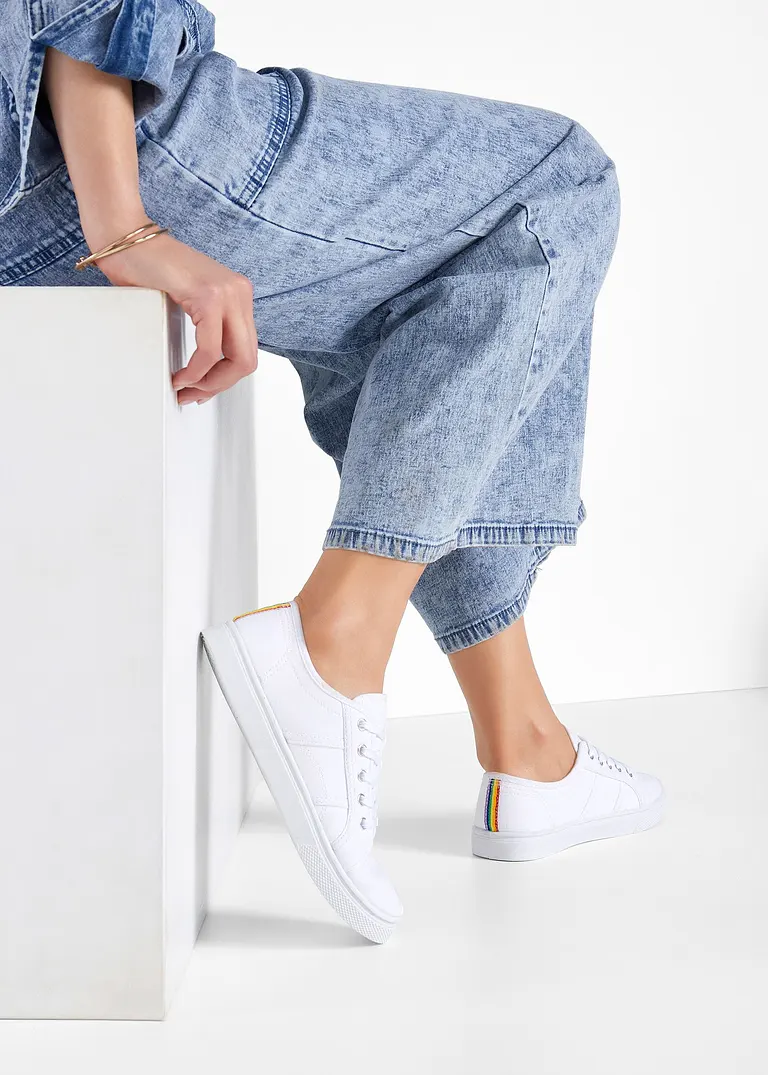bonprix Modischer Sneaker mit Regenbogen Detail - weiß - Damen Letzte 3 Tage