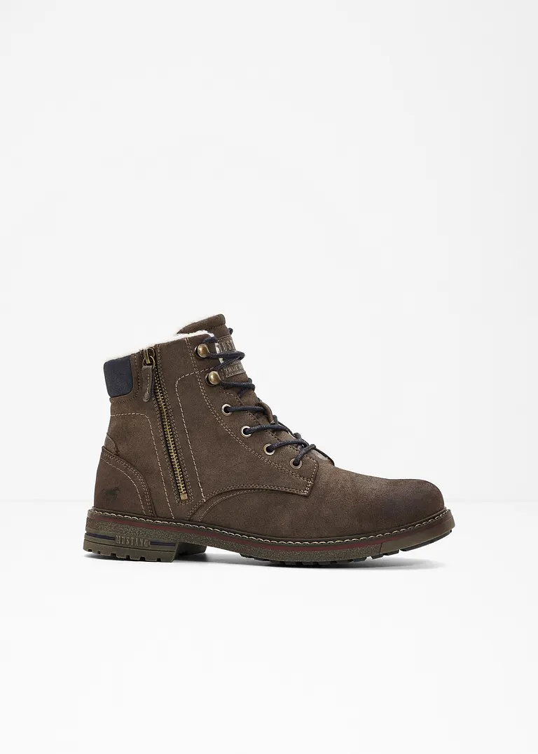 bonprix Warmgefütterter Schnür Boot von Mustang - braun zollfrei