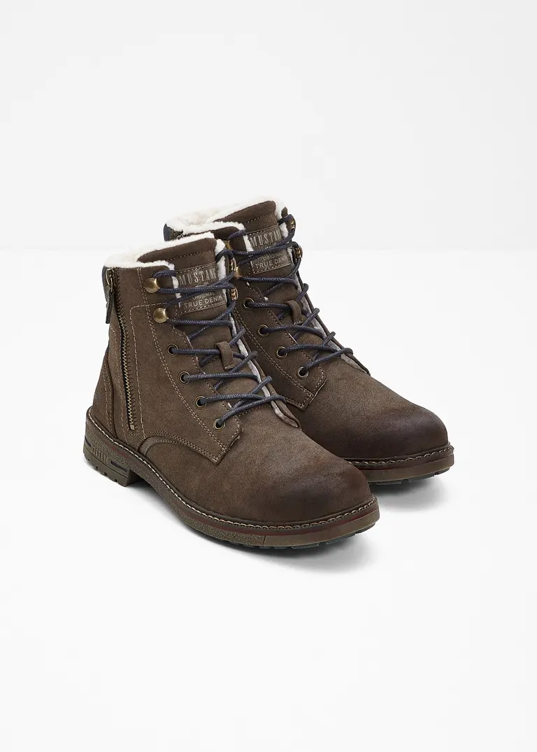 bonprix Warmgefütterter Schnür Boot von Mustang - braun zollfrei