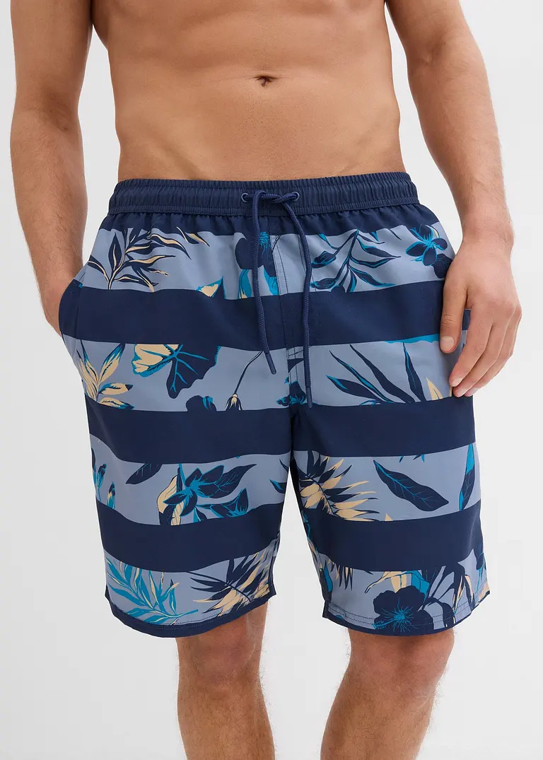 bonprix Modische Badeshorts mit schönem Druck - blau - Herren Verkauf
