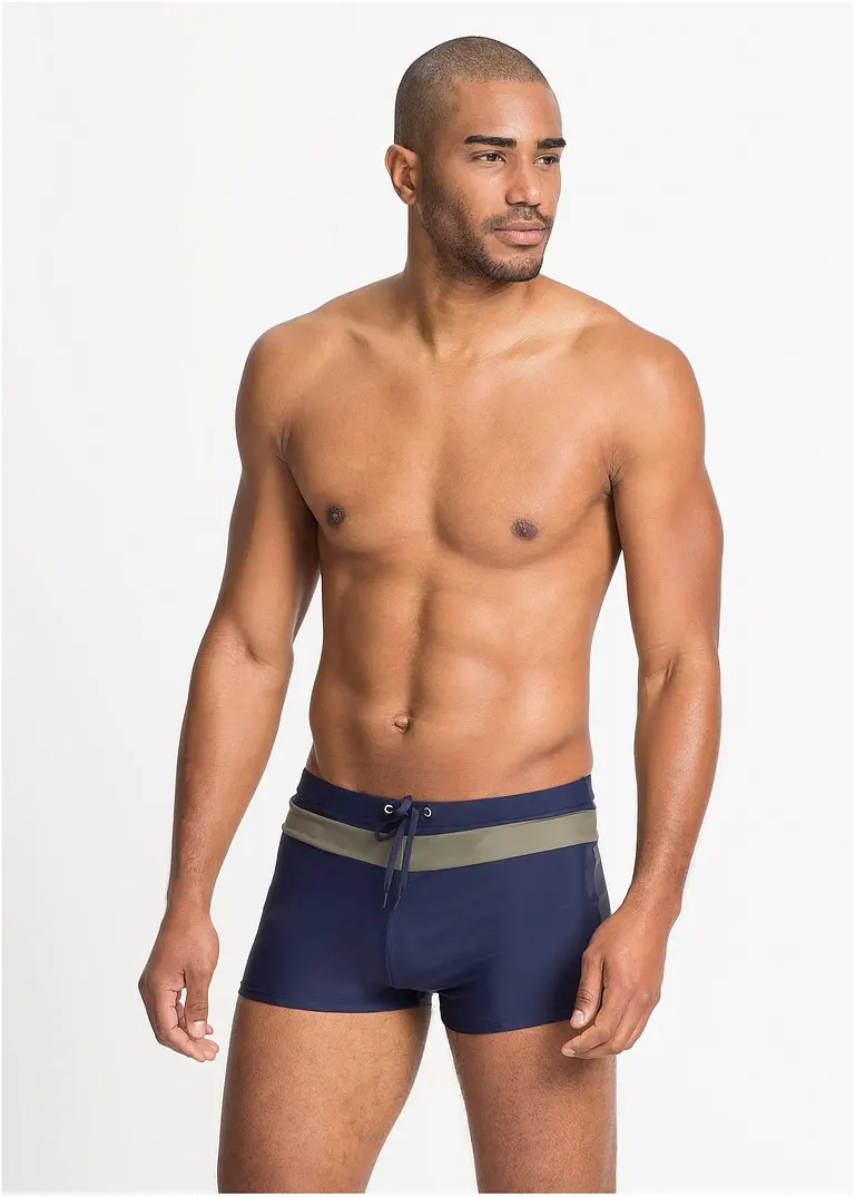 bonprix Bequeme Badehose mit Bindeband am Bund und Kontraststreifen Angebote