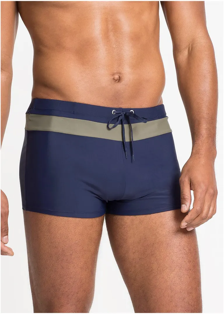 bonprix Bequeme Badehose mit Bindeband am Bund und Kontraststreifen Angebote