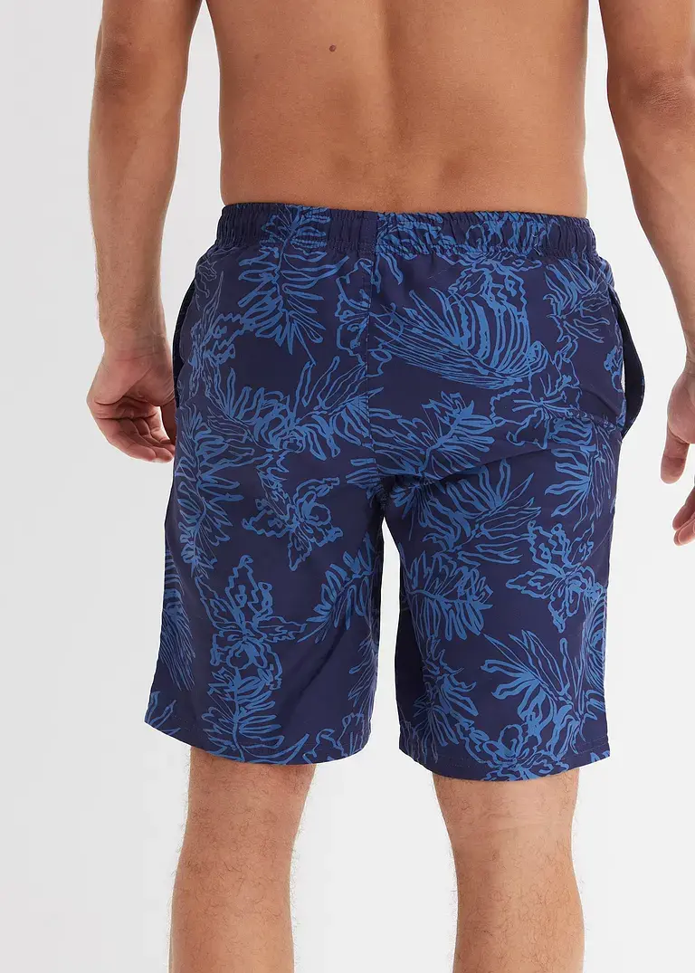 bonprix Sportliche Badeshorts mit modischem Druck - blau Schlussverkauf