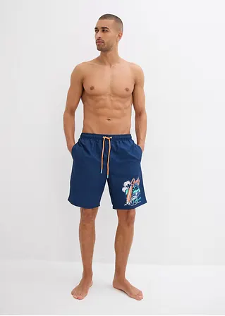 bonprix Bequeme Badeshorts mit dekorativem Druck - blau Blitzverkäufe