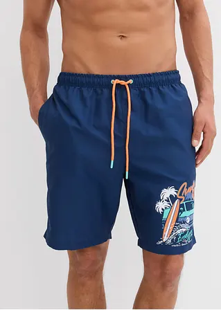 bonprix Bequeme Badeshorts mit dekorativem Druck - blau Blitzverkäufe