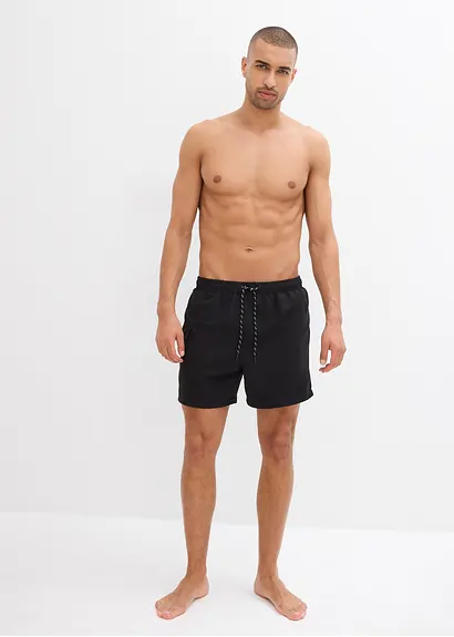 bonprix Modische Badeshorts mit seitlicher Tasche - schwarz Fabrik Onlineshop