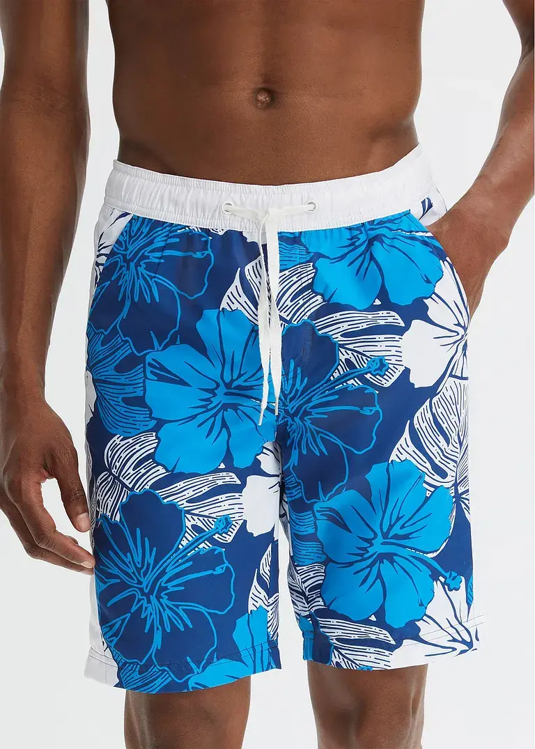 bonprix Sommerlich bedruckte Strand-Bermuda - blau - Herren Begrenztes Angebot