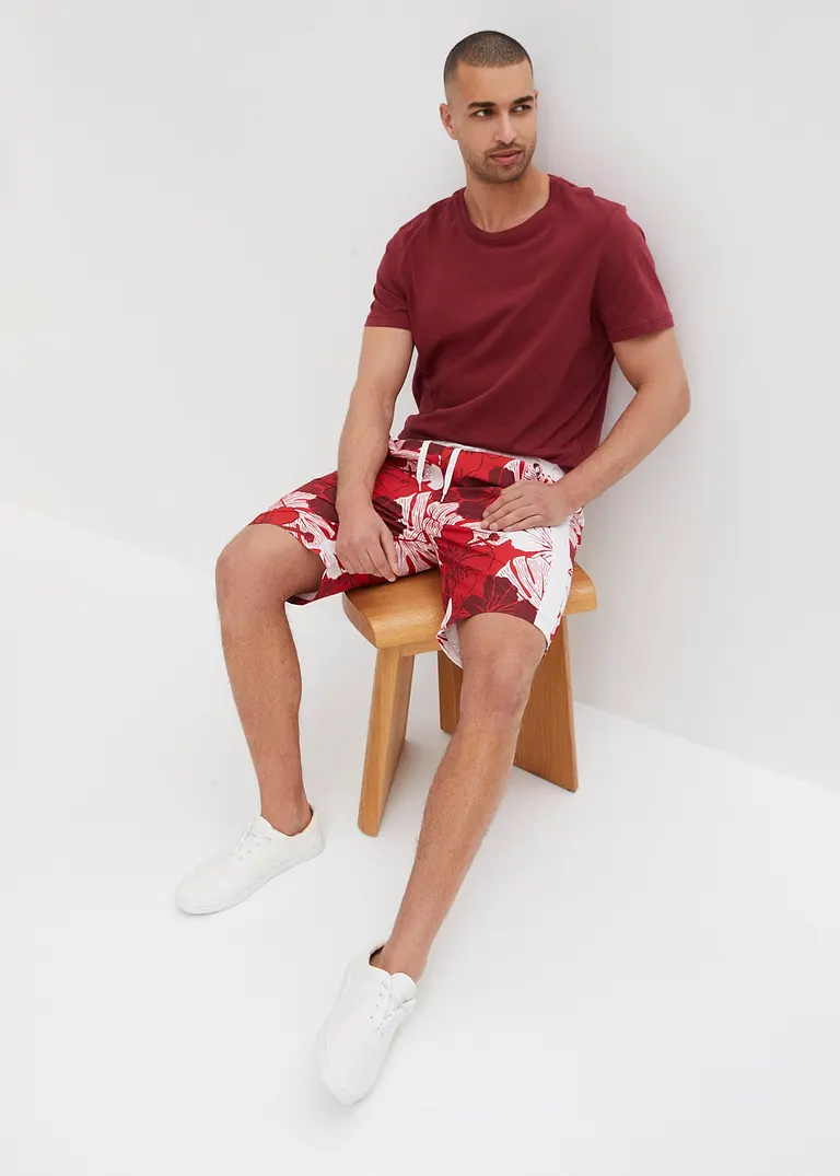 bonprix Sommerlich bedruckte Strand-Bermuda - rot - Herren Online Shopping