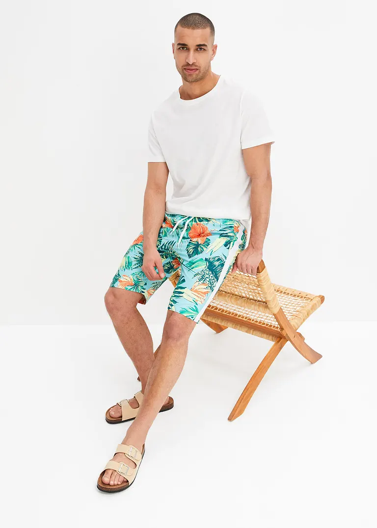 bonprix trendige Strandbermuda mit Allover-Druck - blau Preisnachlass