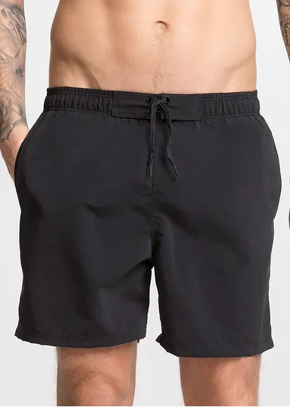 bonprix Sportive Badeshorts in unifarbenem Design - schwarz Muttertagsangebot