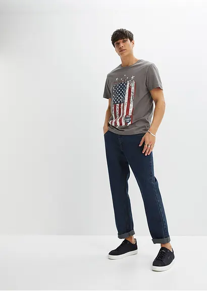 bonprix T-Shirt mit kernigem Print - grau - Herren Top Angebot