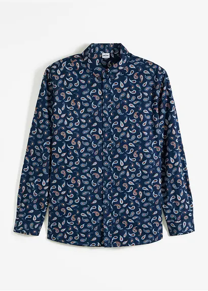 bonprix Bequem weit geschnittenes Langarmhemd mit Button-Down-Kragen in modischem Paisley-Muster Zeitlich begrenztes Angebot