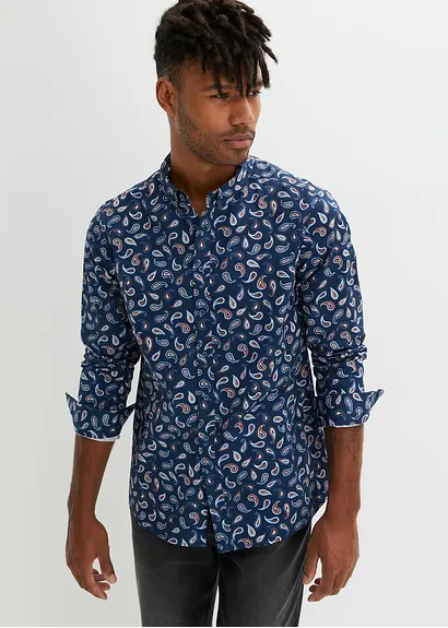 bonprix Bequem weit geschnittenes Langarmhemd mit Button-Down-Kragen in modischem Paisley-Muster Zeitlich begrenztes Angebot