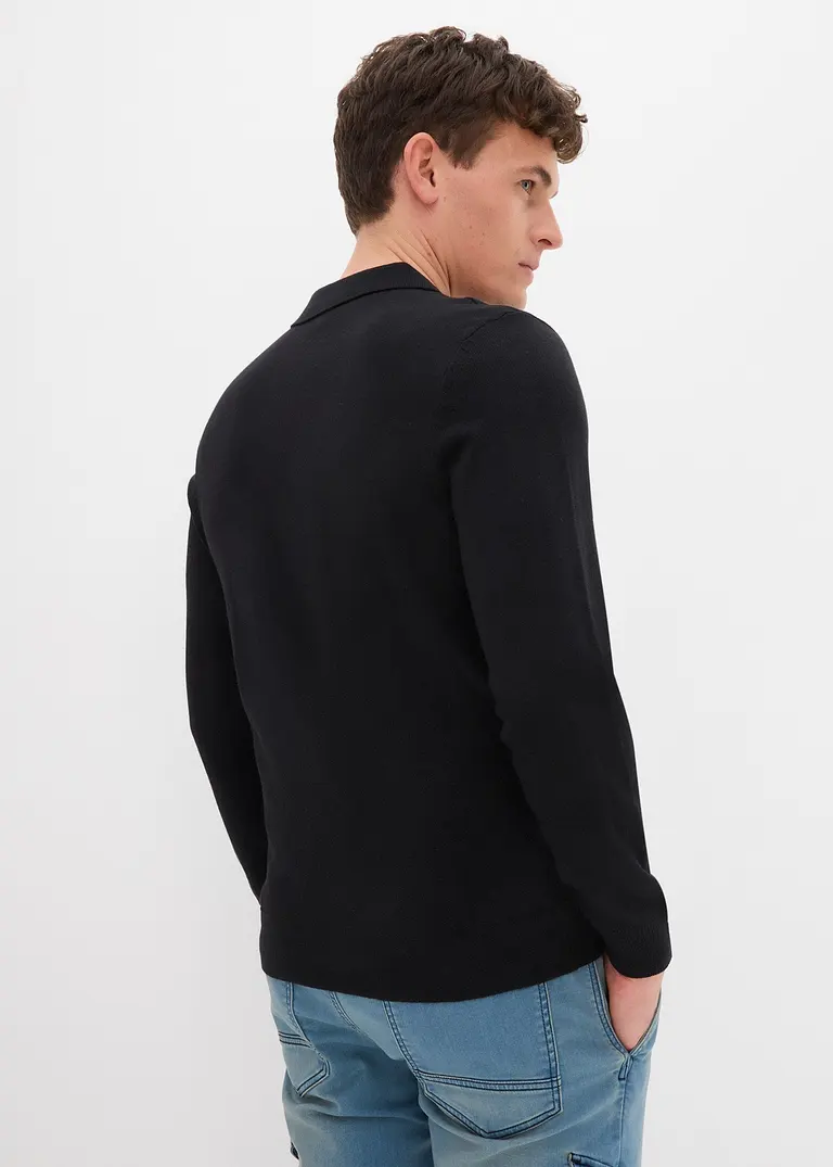 bonprix Pflegeleichtes Poloshirt in Feinstrick - schwarz Bestseller