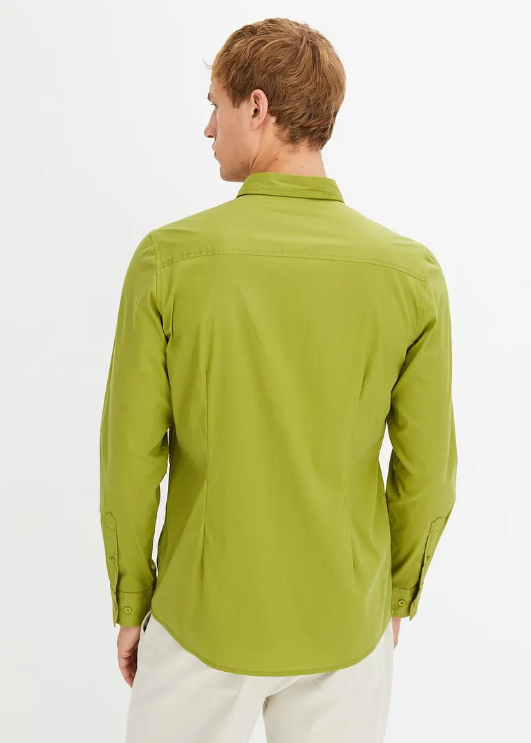 bonprix Herren Langarmhemd mit Stretch und leicht abgerundetem Saum Letzte 3 Tage