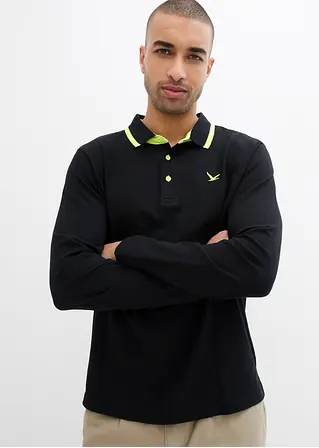 bonprix modernes Langarm-Poloshirt in Piqué-Qualität - schwarz JETZT KAUFEN