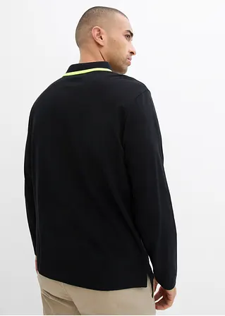 bonprix modernes Langarm-Poloshirt in Piqué-Qualität - schwarz JETZT KAUFEN