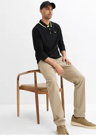 bonprix modernes Langarm-Poloshirt in Piqué-Qualität - schwarz JETZT KAUFEN