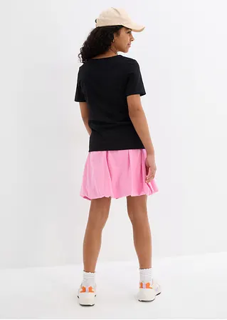 bonprix Schlichts Mädchen T-Shirt mit dekorativer Knopfleiste - schwarz Bis zu 55% Rabatt
