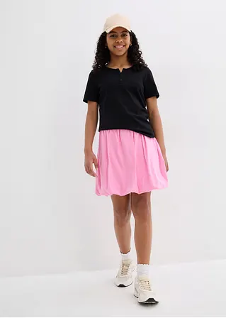 bonprix Schlichts Mädchen T-Shirt mit dekorativer Knopfleiste - schwarz Bis zu 55% Rabatt
