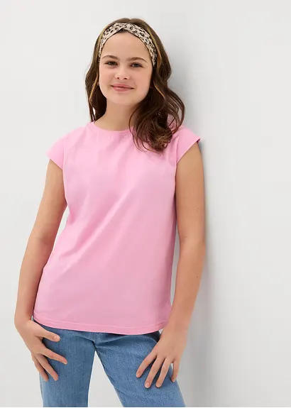 bonprix Schlichtes Mädchen Shirt mit kurzen Ärmeln - rosa Riesige Rabatte