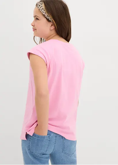 bonprix Schlichtes Mädchen Shirt mit kurzen Ärmeln - rosa Riesige Rabatte