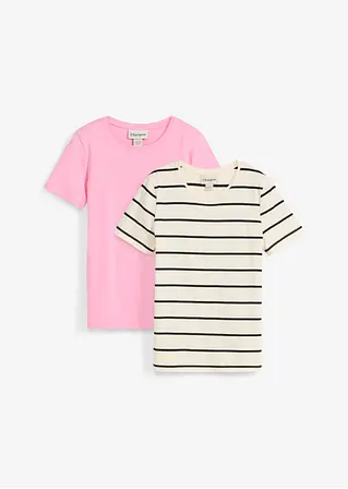 bonprix Mädchen Basic-Shirt im praktischen 2er-Pack - Kinder 50% Rabatt mit kostenlosem Versand