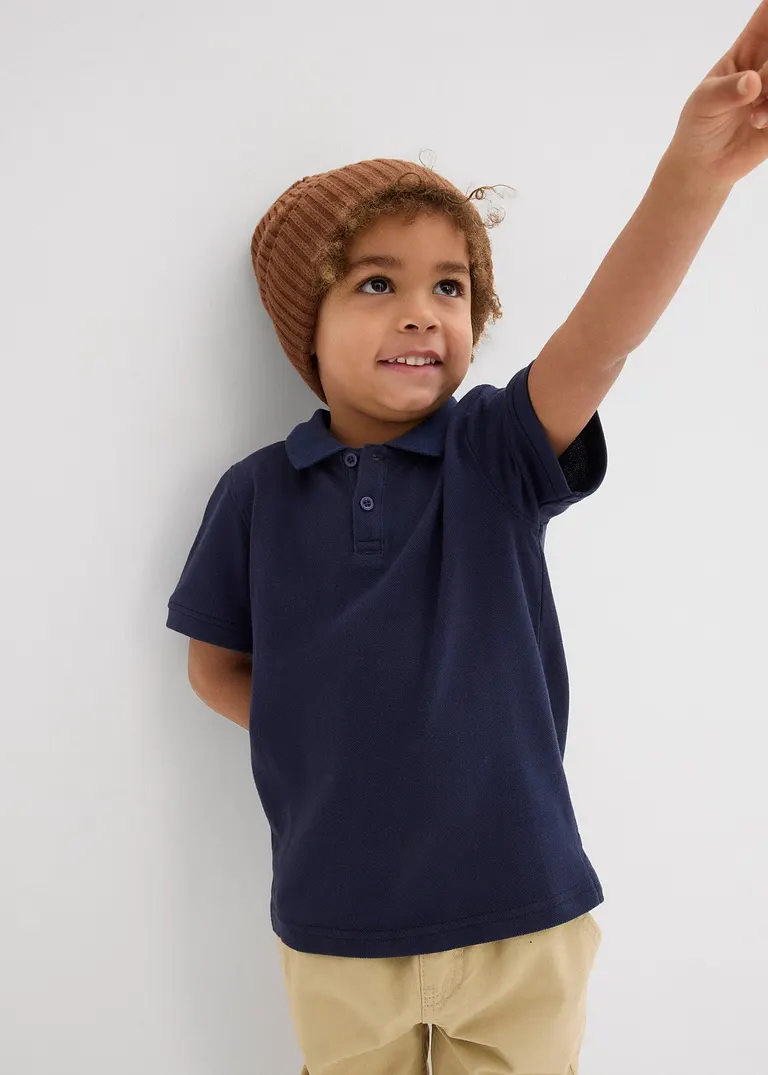 bonprix Schönes Basic Poloshirt für Jungen mit Seitenschlitzen - blau Black Friday Preise