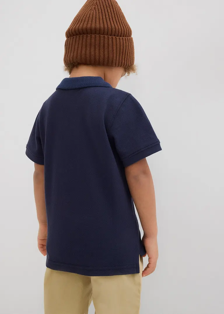 bonprix Schönes Basic Poloshirt für Jungen mit Seitenschlitzen - blau Black Friday Preise