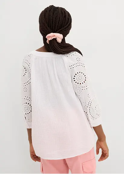 bonprix Schöne Tunika für Mädchen mit Lochstickerei - weiß Online