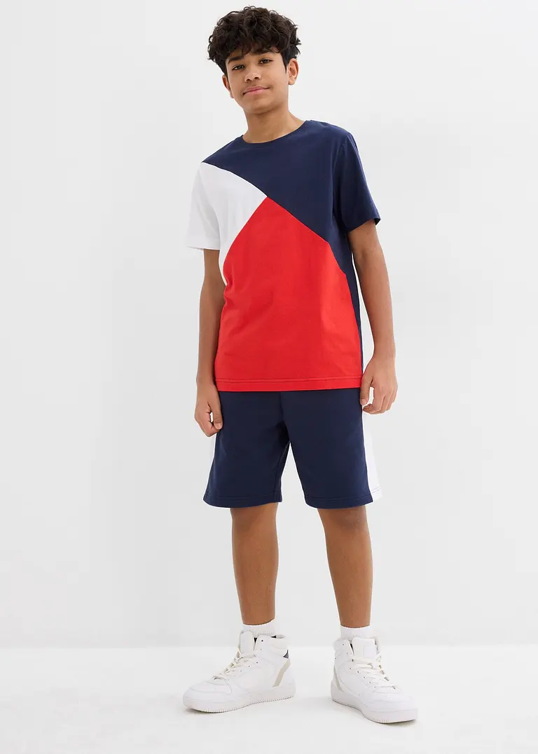 bonprix Cooles Jungen Set bestehend aus T-Shirt und Bermuda in Colorblocking-Optik Verkauf