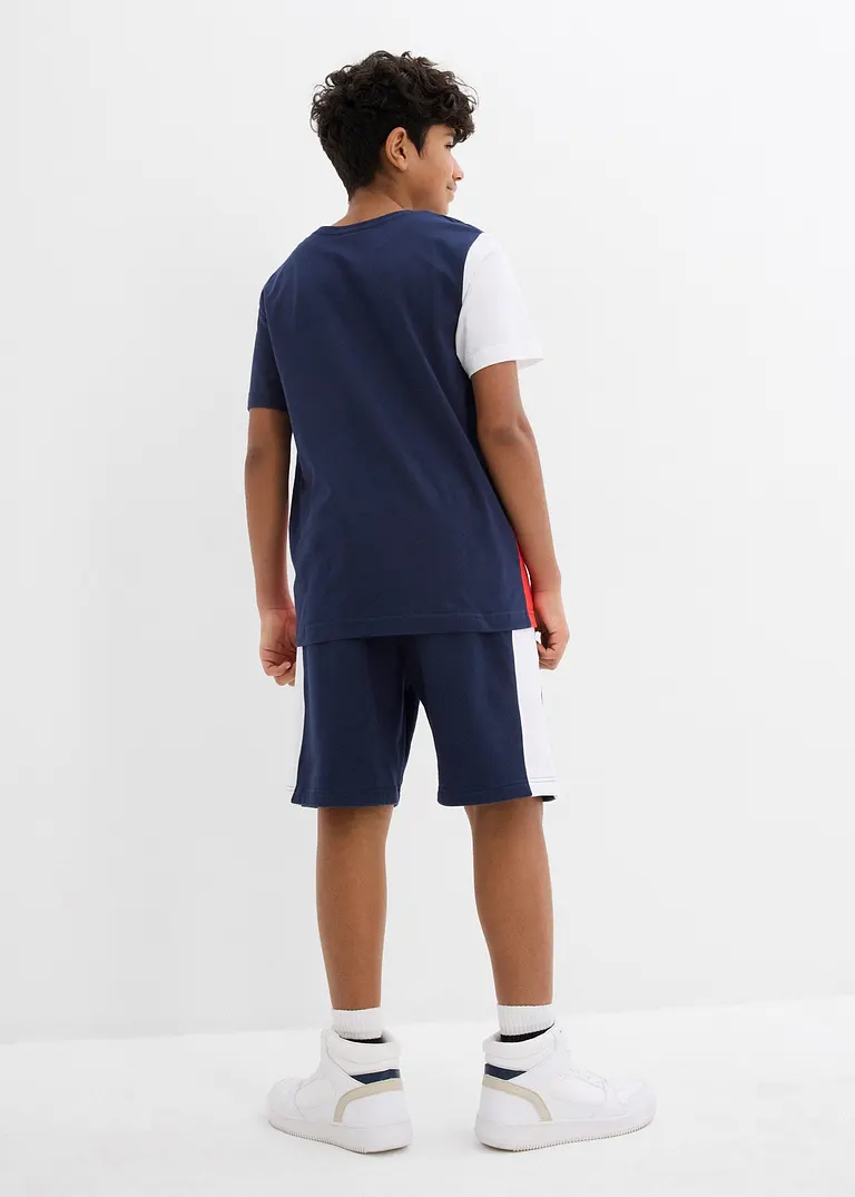 bonprix Cooles Jungen Set bestehend aus T-Shirt und Bermuda in Colorblocking-Optik Verkauf