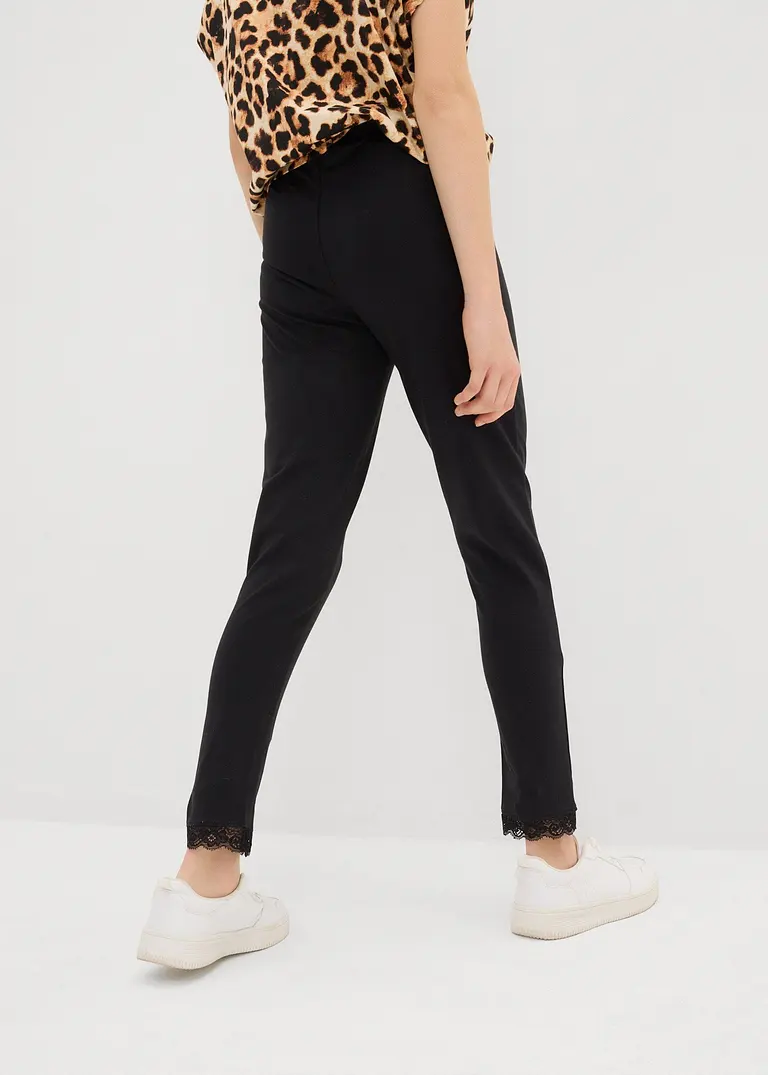 bonprix Mädchen Leggings im Bio-Baumwoll-Mix mit dekorativer Spitze Blitzverkäufe