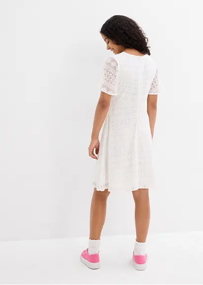 bonprix Süßes Mädchenkleid mit dekorativer Spitze - weiß Kostenloser Versand