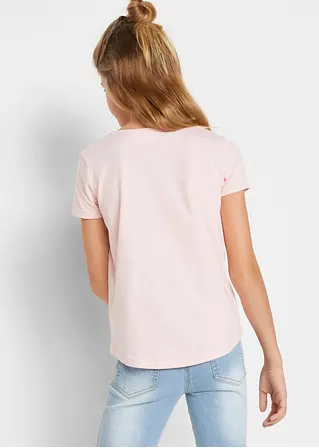 bonprix Tolles Mädchen T-Shirt mit Print - hellgrau meliert + puderrosa Flash Sale