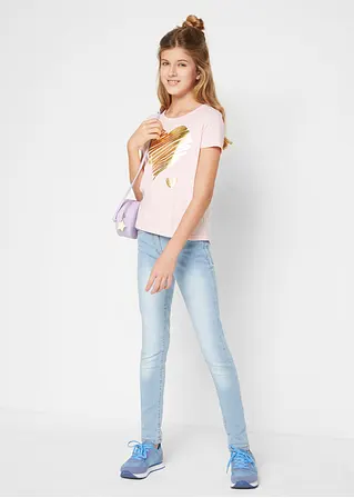 bonprix Tolles Mädchen T-Shirt mit Print - hellgrau meliert + puderrosa Flash Sale