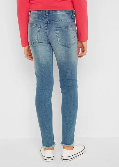 bonprix Mädchen Skinny-Jeans mit Used Effekt - blau - Kinder Begrenztes Angebot