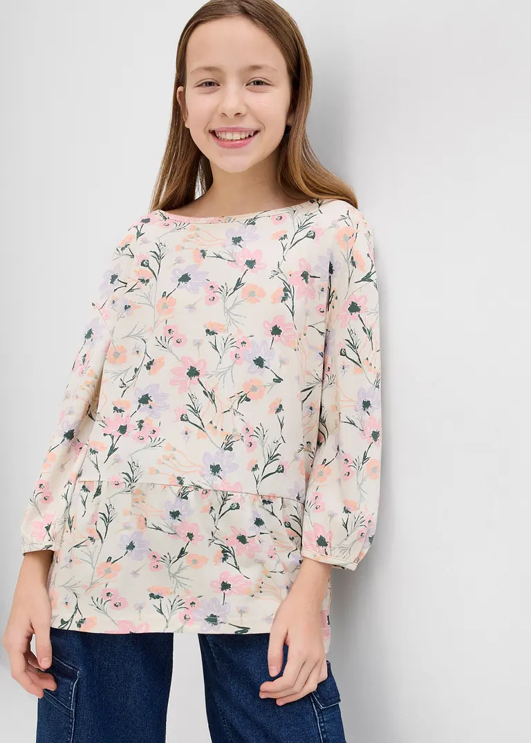 bonprix Süßes Mädchen Shirt mit Volants - beige - Kinder Cyber Monday