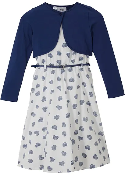 bonprix Tolles Mädchen Set mit Herzchen-Print - blau/weiß Weihnachtsangebot