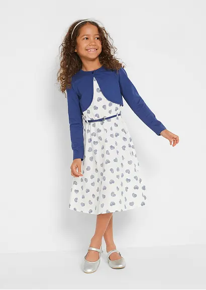 bonprix Tolles Mädchen Set mit Herzchen-Print - blau/weiß Weihnachtsangebot