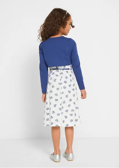 bonprix Tolles Mädchen Set mit Herzchen-Print - blau/weiß Weihnachtsangebot
